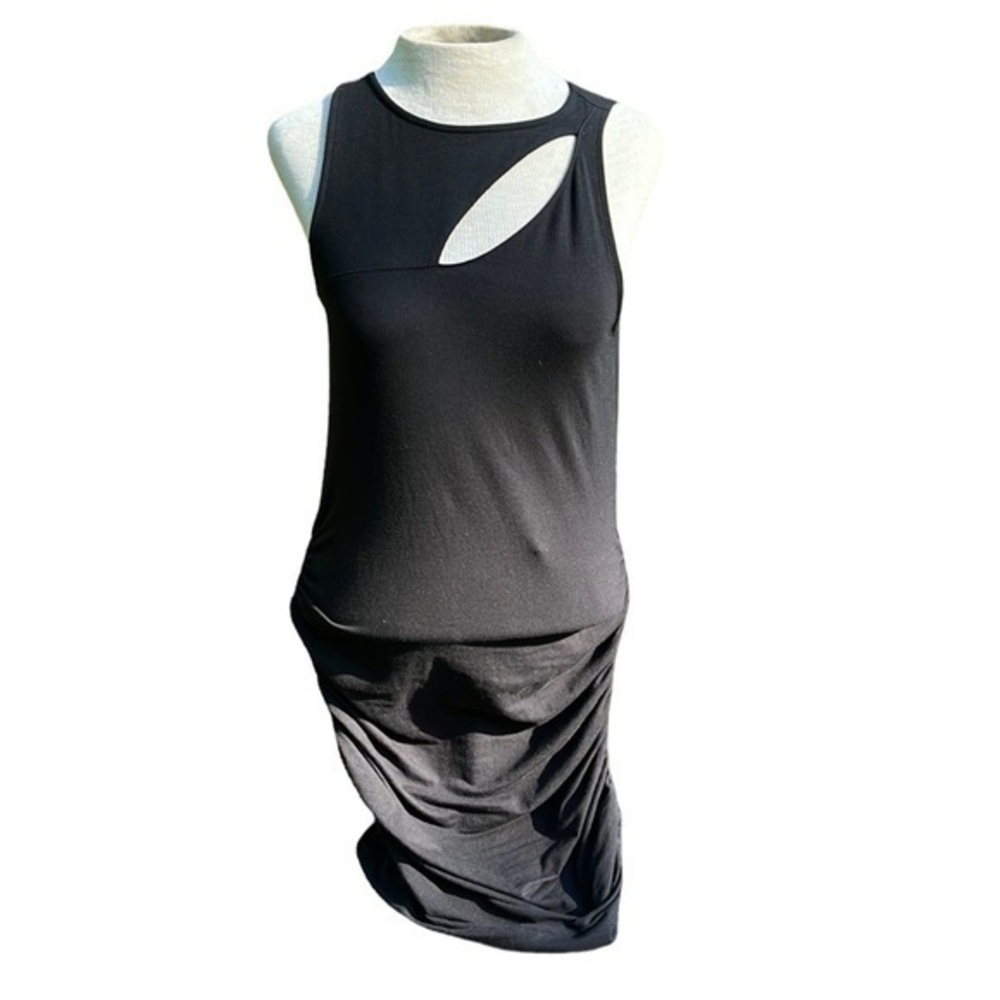 Express mid length dress sleeveless cutout black stretch small